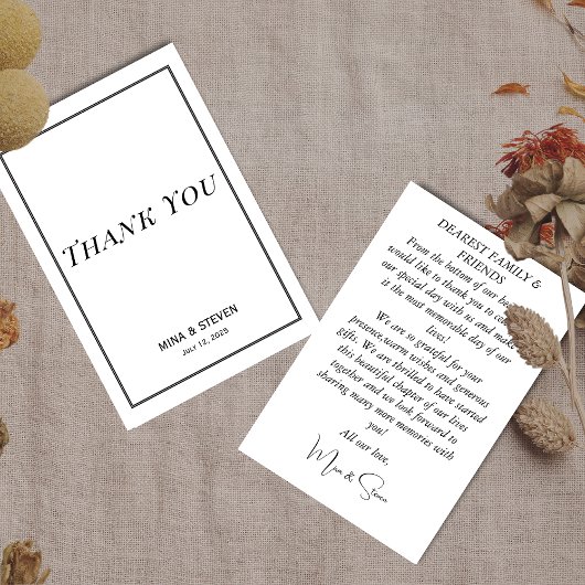 シンプル ミニマル ブラック&ホワイト ありがとうカード サンキューカード