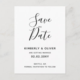 シンプル ミニマル ブラック＆ホワイト カリグラフィー ウェディング インビテーションポストカード