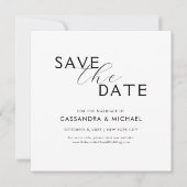 シンプル ミニマル ブラック&ホワイト スクリプト ウェディング セーブザデート (正面)