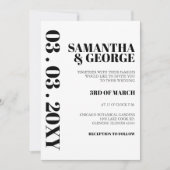 シンプル ミニマル ブラック＆ホワイト モダン ウェディング 招待状 (正面)