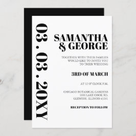 シンプル ミニマル ブラック＆ホワイト モダン ウェディング 招待状