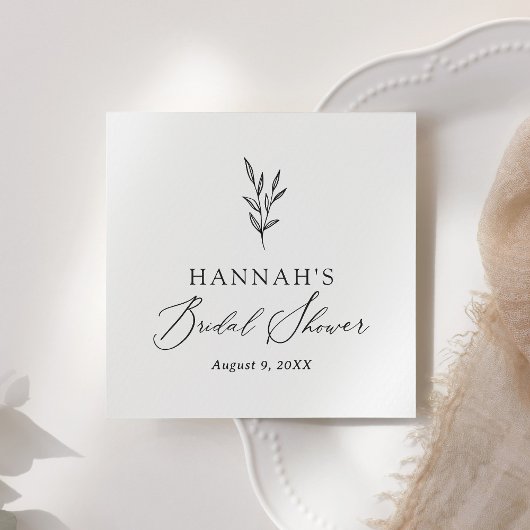 シンプル ミニマル ボタニカル ブライダルシャワー スタンダードカクテルナプキン