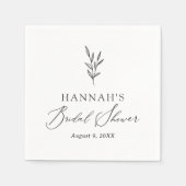 シンプル ミニマル ボタニカル ブライダルシャワー スタンダードカクテルナプキン (正面)