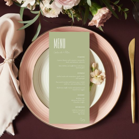 シンプル ミニマル ミントグリーン モダン ウェディング メニュー