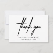 シンプル ミニマル モダンスクリプト ウェディング サンキューカード (正面)