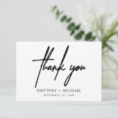 シンプル ミニマル モダンスクリプト ウェディング サンキューカード (スタンド正面)