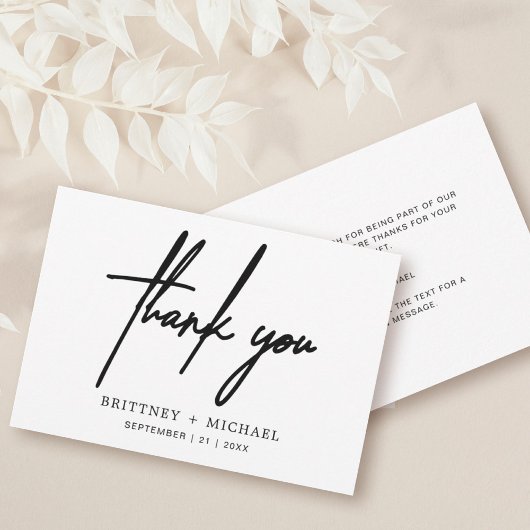 シンプル ミニマル モダンスクリプト ウェディング サンキューカード