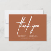 シンプル ミニマル モダン スクリプト テラコッタ サンキューカード (正面)