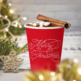シンプル ミニマル モダン ホワイト レッド メリークリスマス 紙コップ