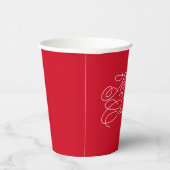 シンプル ミニマル モダン ホワイト レッド メリークリスマス 紙コップ (右)