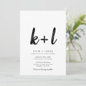シンプル ミニマル モノグラム ブラック&ホワイト ウェディング 招待状 (スタンド正面)