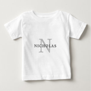 シンプル ミニマル ライトグレー モノグラム 名前 タイポグラフィ ベビーTシャツ
