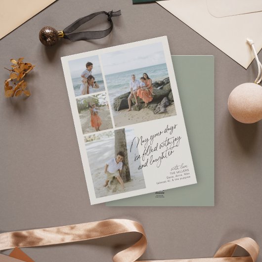 シンプル ミニマル 喜び 笑顔 緑の写真 コラージュ シーズンカード