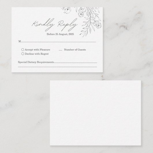 シンプル ミニマル 手書きスクリプト 結婚式 返信ハガキ エンクロージャーカード (正面/裏面)