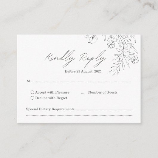 シンプル ミニマル 手書きスクリプト 結婚式 返信ハガキ エンクロージャーカード (正面)