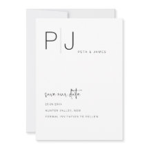 シンプル ミニマル 挙式日程お知らせ ウェディング 招待状