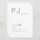 シンプル ミニマル 挙式日程お知らせ ウェディング 招待状 (正面/裏面)