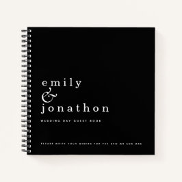 シンプル ミニマル 白 黒 ウェディング ゲストブック ノートブック