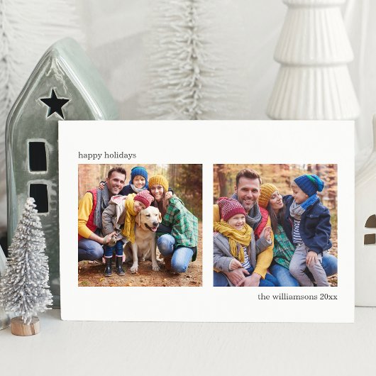 シンプル ミニマル 白 黒 2 つのスクエア写真 シーズンカード