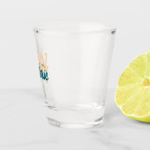 シンプル ミニマル 追加 名前 モノグラム オレンジ 青 太字 ショットグラス (右)
