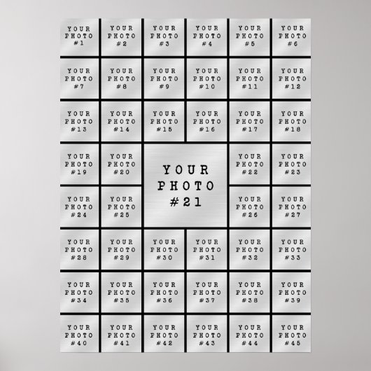 シンプル ミニマル 45枚 写真 コラージュ ブラック ポスター (正面)