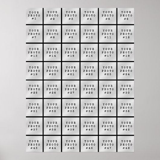 シンプル ミニマル 48 枚の写真コラージュ ブラック ポスター (正面)
