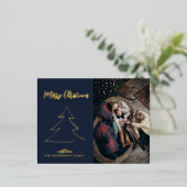 シンプル&メエレガントリークリスマス |家族の写真 箔シーズンポストカード (立ち正面)