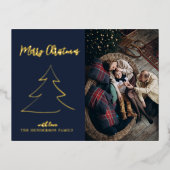 シンプル&メエレガントリークリスマス |家族の写真 箔シーズンポストカード (正面)