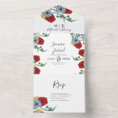 シンプル メキシカン フローラル フォーク ボタニカル ボダ オールインワン招待状 (内側)