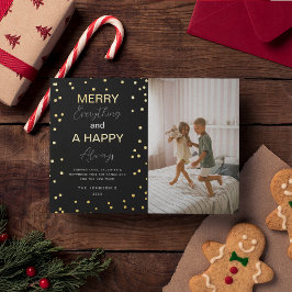 シンプル 'メリー・エブリシング' 写真 クリスマス ゴールド 箔シーズンカード