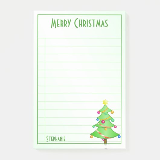 シンプル・メリー・クリスマス・ツリー・トゥ・ドゥ・リスト：名前 ポストイット (正面)