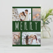 シンプル メリー タイポグラフィ マルチ フォト コラージュ シーズンカード (スタンド正面)