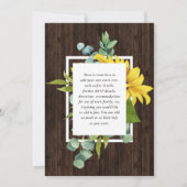 シンプル モダンなひまわり ウッド ファミリー リユニオン 招待状 (裏面)