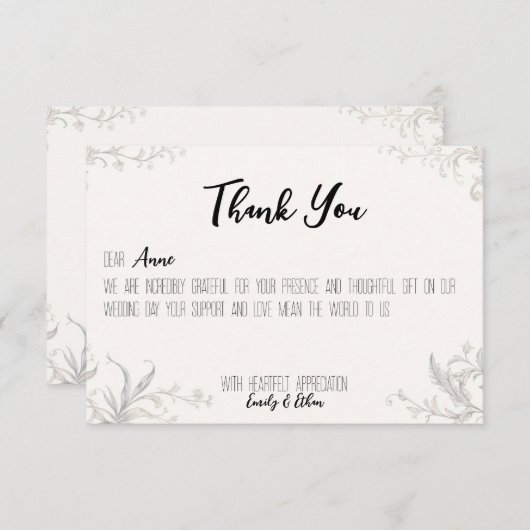 シンプル＆モダンなカスタマイズ結婚式お礼カード サンキューカード (正面/裏面)