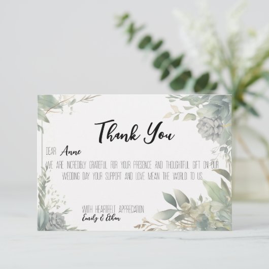 シンプル＆モダンなカスタマイズ結婚式お礼カード サンキューカード (スタンド正面)