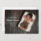 シンプル＆モダンな出産報告カード 招待状 (正面/裏面)