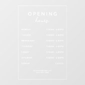 シンプル モダンな店舗営業時間 透明 ウィンドウサイン (シート)