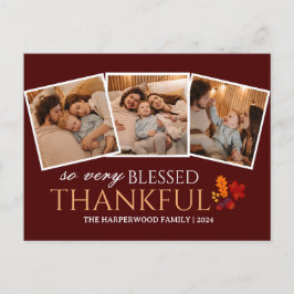シンプル モダンな感謝祭の家族写真コラージュ シーズンポストカード