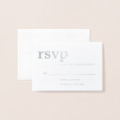 シンプル モダンな現代のイベント出欠確認 箔カード (封筒付き正面)