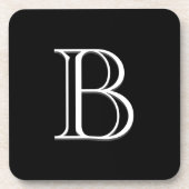 シンプル モダンイニシャル おしゃれな文字 黒と白 コースター (正面)