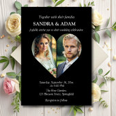 シンプル モダン おしゃれ ハート フォト チック ウェディング 招待状