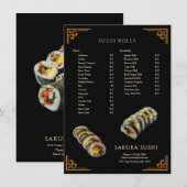 シンプル モダン お寿司 日本料理店 メニュー (正面/裏面)