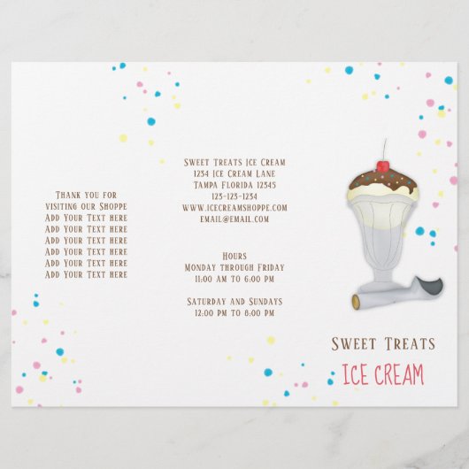 シンプル モダン アイスクリーム スプリンクラーズ ミニマリスト キュート チラシ (正面)