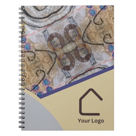 シンプル モダン アブストラクト アクセント ロゴまたはQRコード ノートブック (正面)