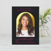 シンプル モダン アーチ スクリプト 卒業式 招待状 (スタンド正面)