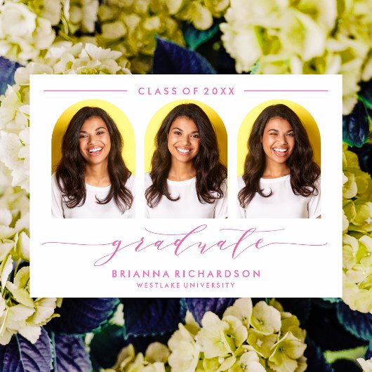 シンプル モダン アーチ スクリプト 卒業式 招待状