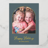 シンプル モダン アーチ フォト 箔シーズンカード (正面)