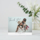 シンプル モダン ウェディング フォト サンクス ポストカード (スタンド正面)