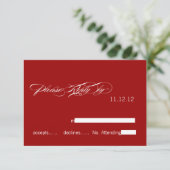 シンプル モダン ウェディング RSVP カード 赤 白 (スタンド正面)
