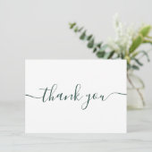 シンプル モダン エメラルドグリーン バーガンディ スクリプト サンキューカード (スタンド正面)